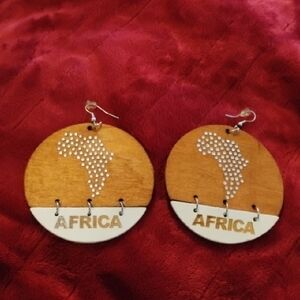 Wooden Africa Map Earrings